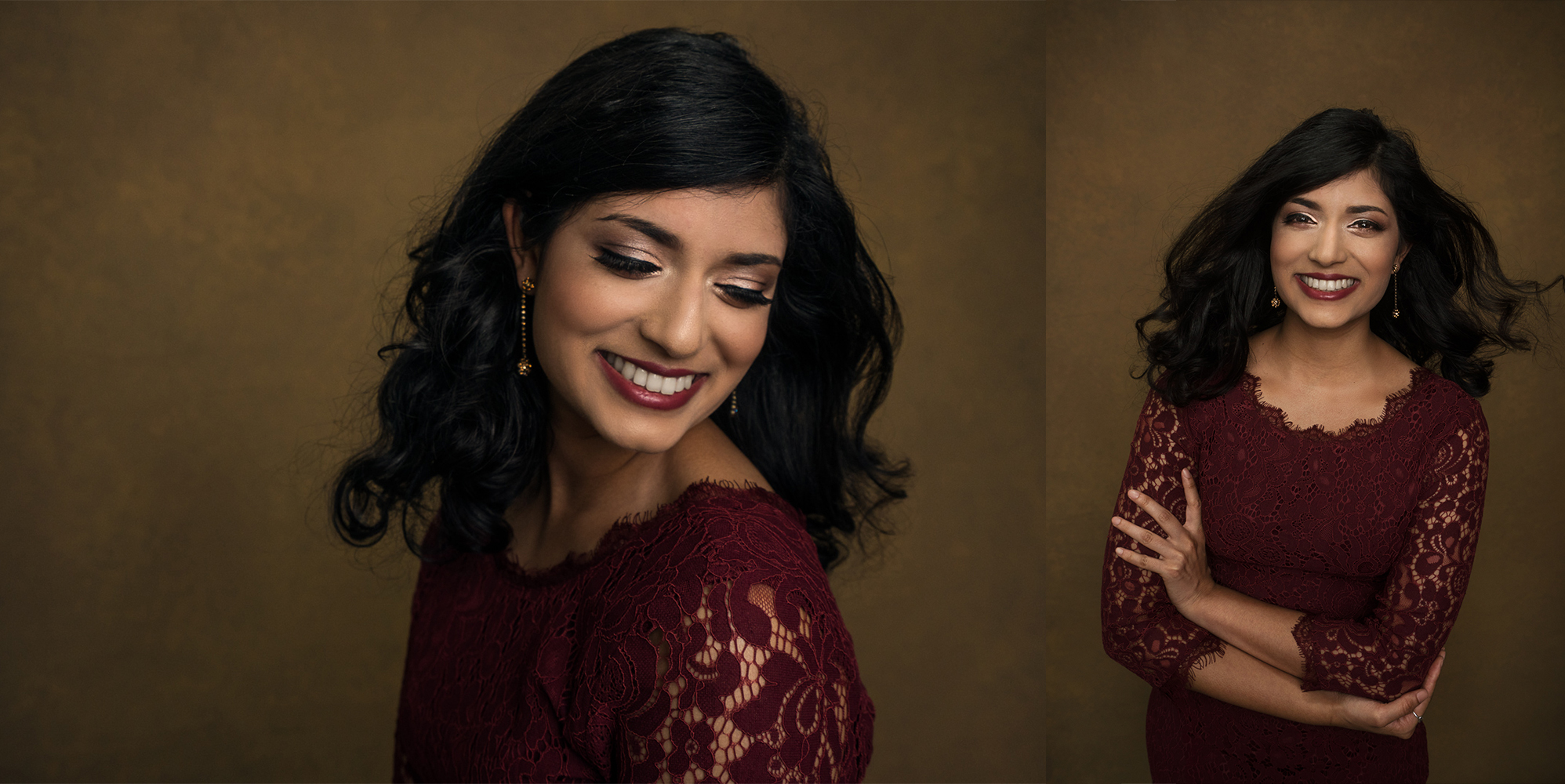 Portrait of Neesha in maroon dress 
